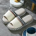 thumbnail image 1 of Pantuflas de lino sencillas antideslizantes para parejas, para el hogar, con fondo grueso, silenciosas, para hombres y mujeres, para interiores, frescas, para las cuatro estaciones, de algodón y, 1 of 6