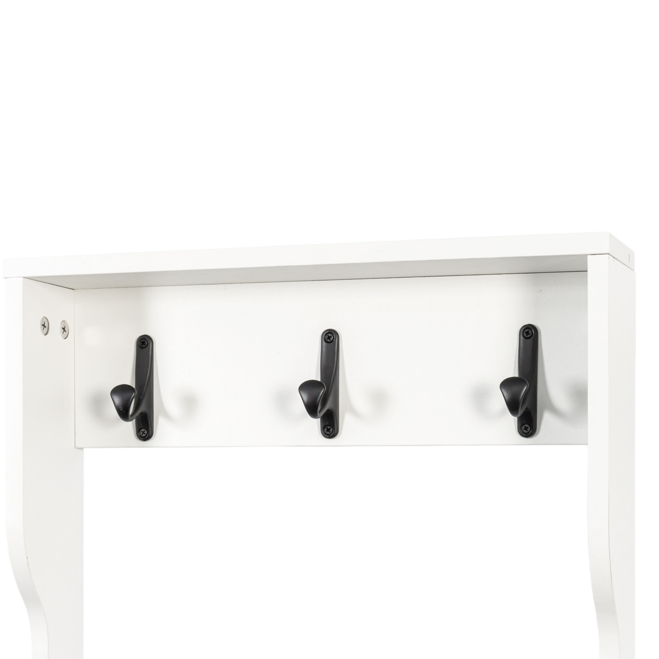 Noble House 67.3" 2-in-1 Coat Rack Nightstand, Drawer Storage & Hooks, Freestanding Wood Organizer, White