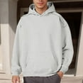 thumbnail image 2 of sususu Large Men Pullover Hoodie Fall/Winter Arrival Casual Hoodie Shoulder Zipper Panel Hooded Sweatshirt For,Light Gray,L, 2 of 7