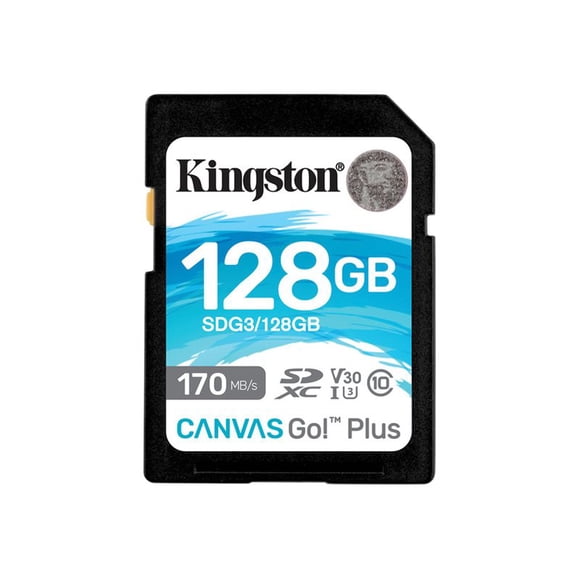 Kingston Canvas Go! Plus - Flash memory card - 128 GB - Video Class V30 / UHS-I U3 / Class10 - SDXC UHS-I