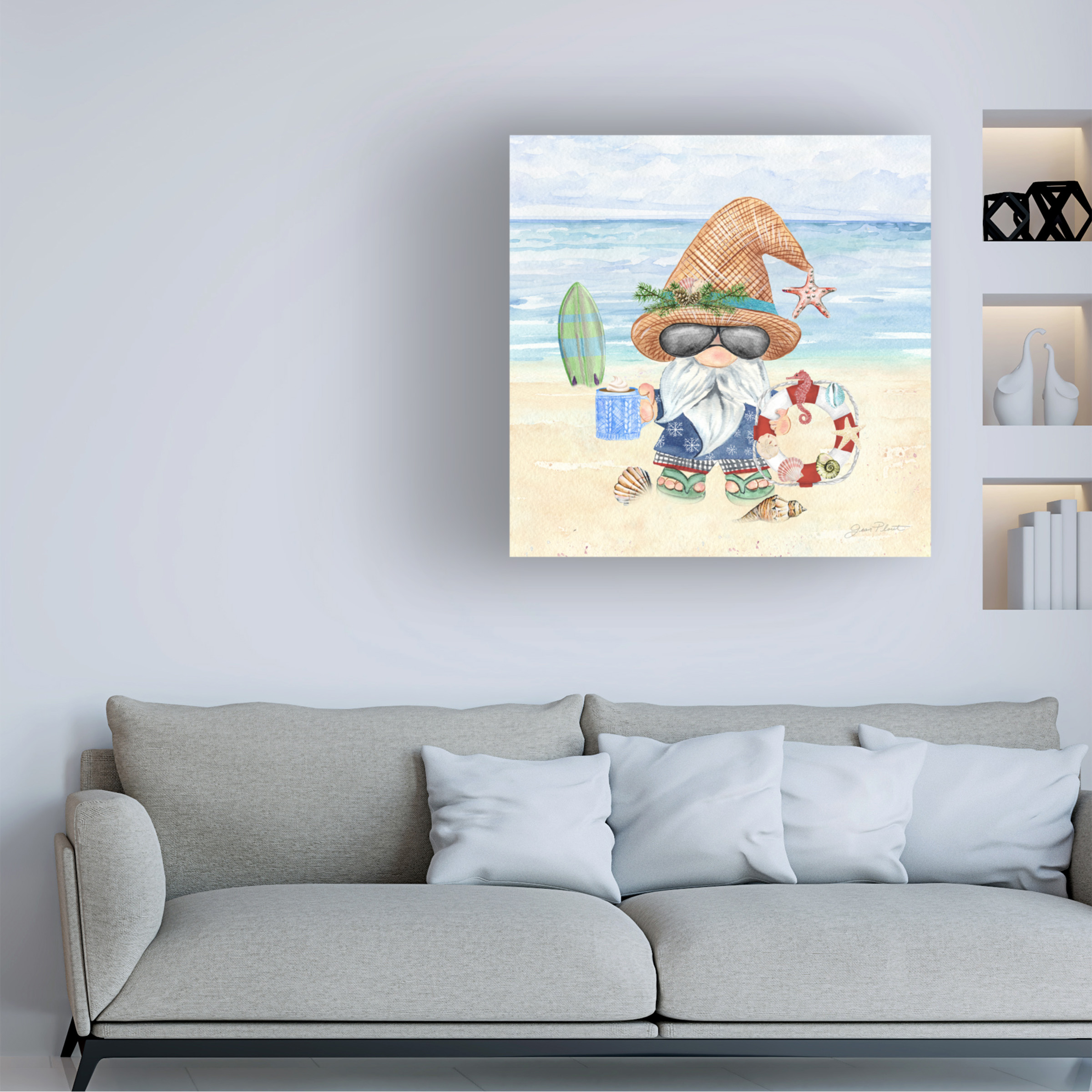Canvas Wall Art - Jean Plout 'Coastal Winter Gnome' Wall Art for Living Room, Bedroom, or Office DÃ©cor by Trademark Fine Art - 24 x 24 Inches