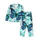 thumbnail image 1 of Balery Blue Floral with Butterflies Conjunto de Pijama con Estampado para Mujer, Conjunto de Dos Piezas con Manga Larga, Ropa de Dormir Suave con Bolsillos, Pijamas Cómodos-Large, 1 of 7