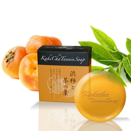 BoxCave Anti-aging Odor Soap Persimmon Juice and Green Tea Extract Antibacterial gentle cleansing bar 100g - Made in