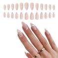 thumbnail image 1 of Uñas con diseño de almendras medianas y largas, uñas acrílicas de vórtice blanco desnudo, uñas de mujer, uñas postizas de uso diario, uñas de boda, pueden usar uñas (24PCS), 1 of 5