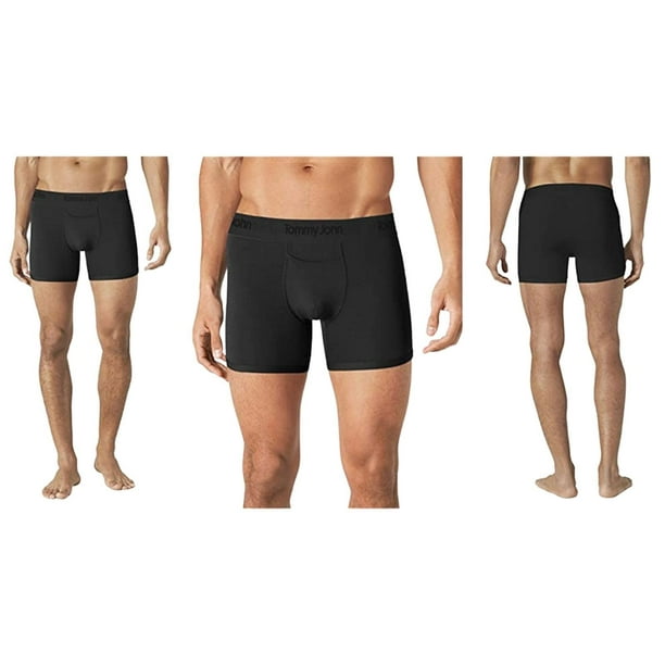 Tommy John Men's Underwear, Boxer Briefs, Second Skin Fabric Trunk with 4  Inseam, 3 Pack (Large, Black - 3 Pack) 