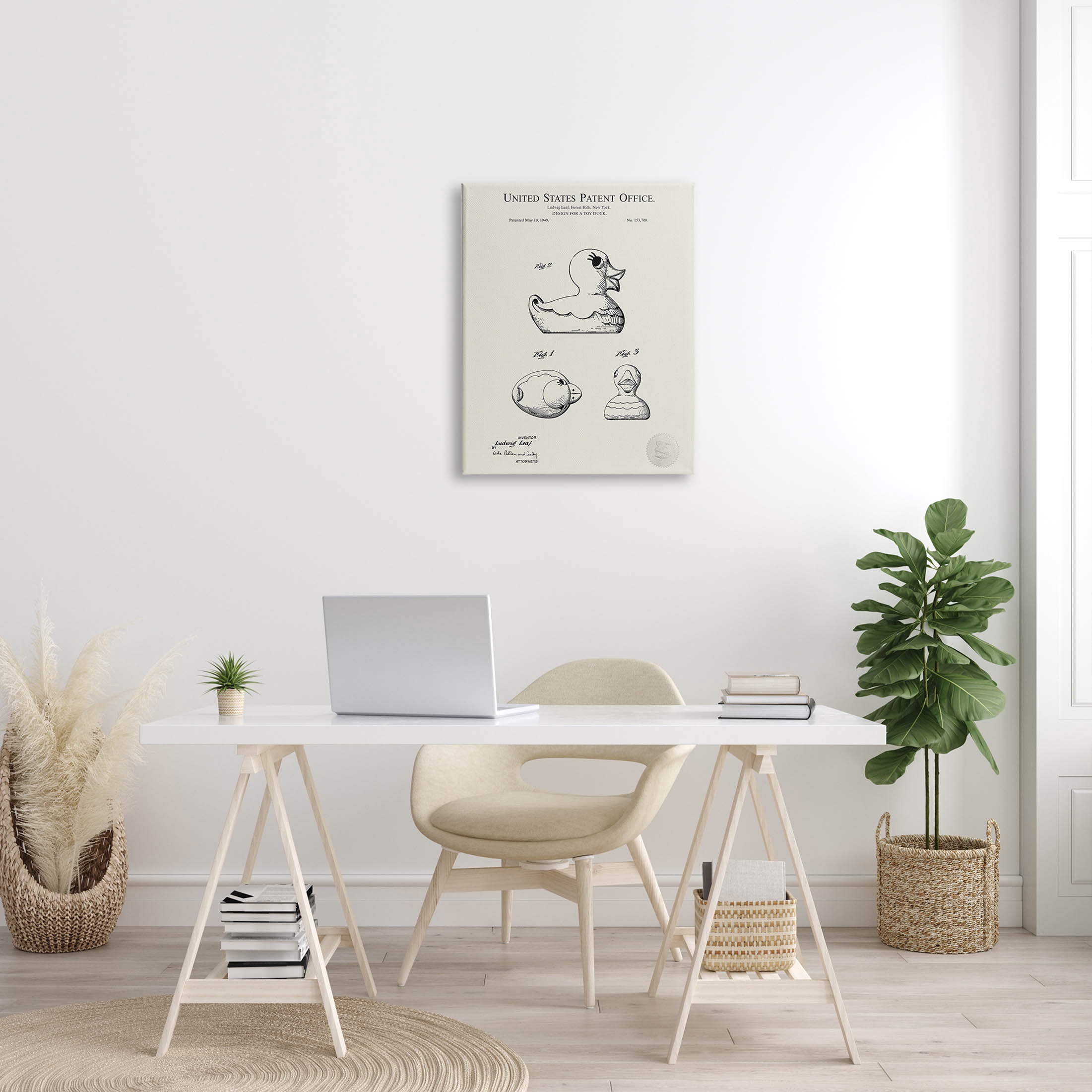 Stupell Industries Vintage Duck Toy Patent Graphic Art Gallery Wrapped Canvas Print Wall Art, Design by Karl Hronek