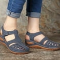 thumbnail image 6 of huanledash Women Shoes Summer Retro Hook Loop Closure Non-slip Hollow Beach Wedge Sandals, 6 of 8