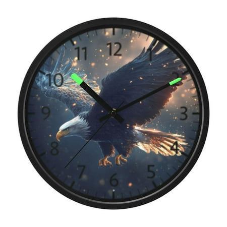 DIXRUYEE Voice Activated LED Night Wall Clock Size:12in Soaring Eagles Pattern