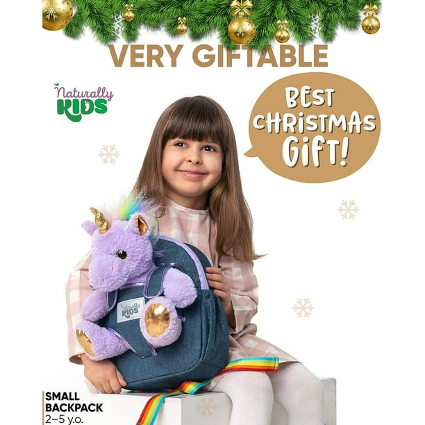HHHC Petit sac à dos licorne - Cadeaux pour fille de 3 à 4 ans - Sac à dos  pour fille garçon avec animal en peluche - Jouets pour filles de 3