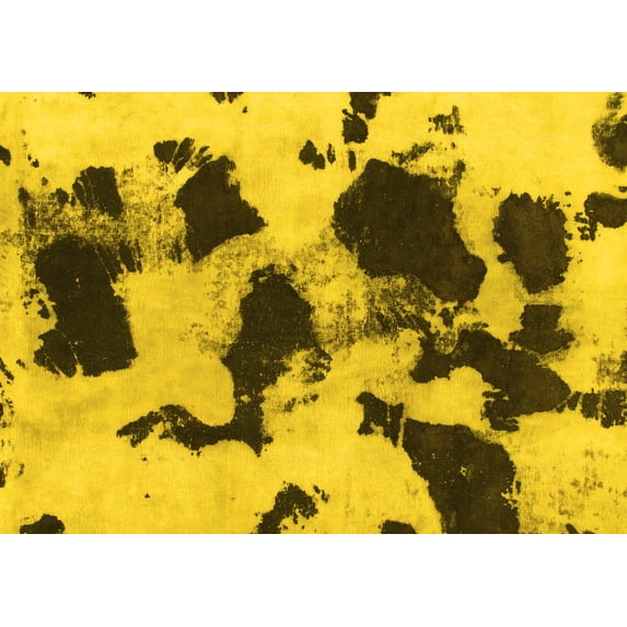 Ahgly Company Machine Washable Indoor Rectangle Abstract Yellow Modern Area Rugs, 5' x 8'