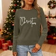 thumbnail image 2 of Birdeem T-Shirt à Manches Longues à Col Rond Imprimé « Merry Noël » pour Femmes, Haut de Travail, 2 of 9