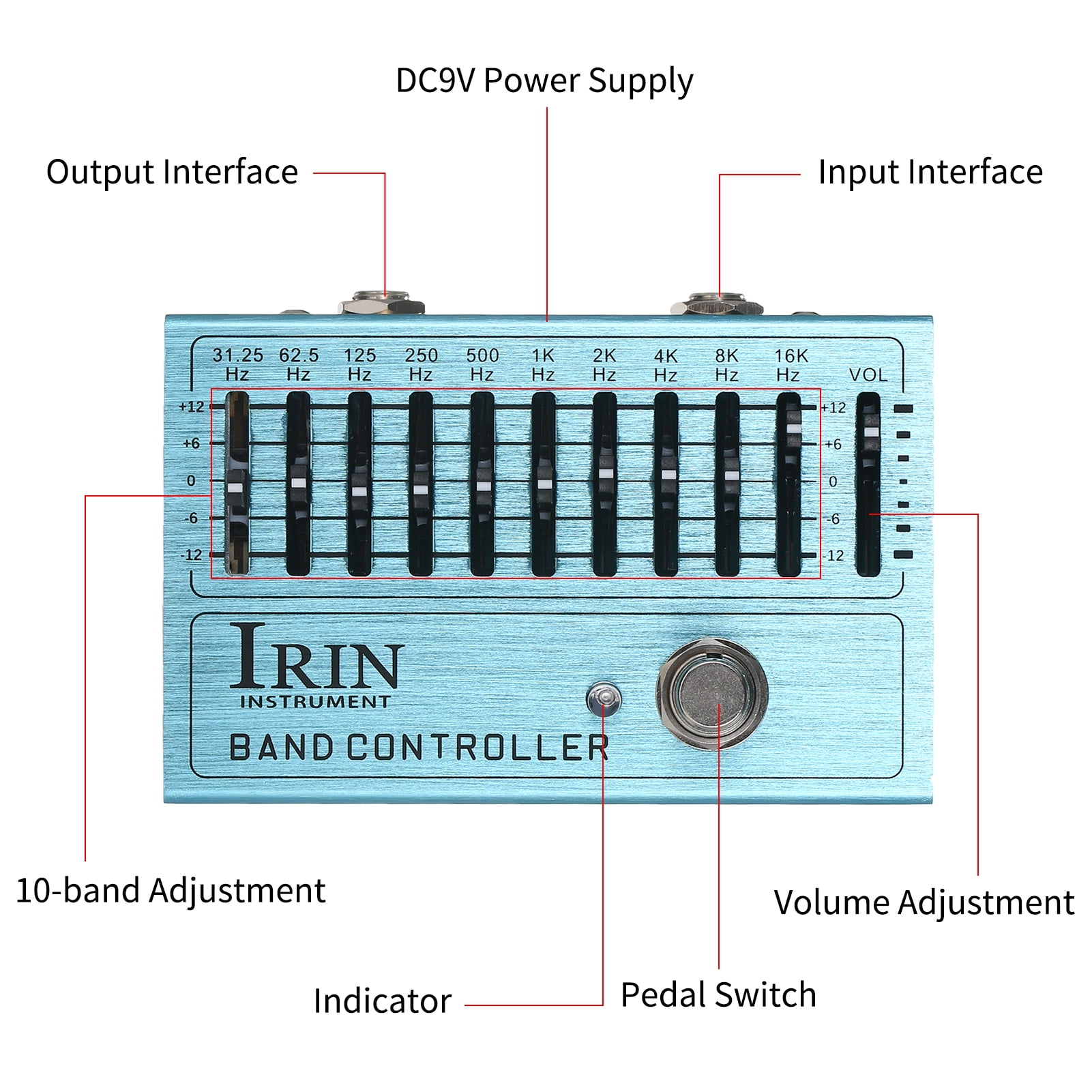 IRIN Effect Maker - Guitar Equalizer Pedal with True Bypass, 10-Band EQ