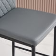 thumbnail image 2 of Topcobe 2 Pcs Fireproof Leather Diamond Grid Pattern Bar Chairs, Set of 2 Modern Bar Height Bar Stools with Back & Metal Legs, Dark Gray, 2 of 14