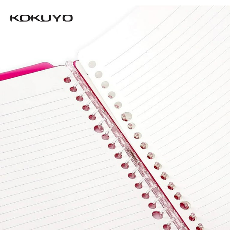 Kokuyo Campus A4 Slim 2-Ring Binder Notebook – Refillable Binder With 5 Dividers, Holds 100 Sheets, Mineral Color Apricot Pink