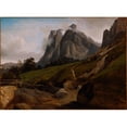 thumbnail image 3 of Théodore Caruelle d'Aligny 24x19 Black Modern Framed Museum Art Print Titled - The Wetterhorn, Switzerland (1822), 3 of 5