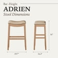 thumbnail image 5 of Maven Lane Adrien Saddle Barstool, Weathered Oak w/ Avanti Bone Vegan Leather, Set of 2, 5 of 6