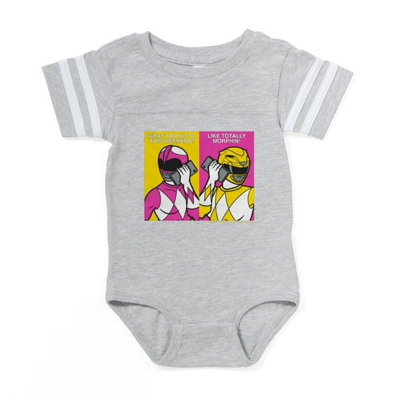 CafePress - Power Rangers On Their Cell - Cute Infant Baby Football Bodysuit