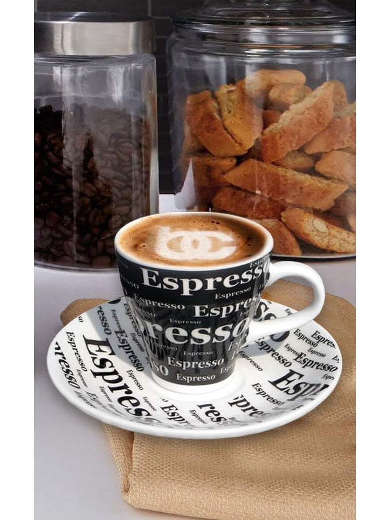 Bene Casa, Espresso Demitasse Cup and Saucer Set, 4 Cups, 4