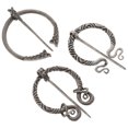 thumbnail image 4 of Juego de 3 broches vikingos vintage: alfileres para capa, chal, broches medievales, joyas vikingas, alfiler para bufanda, chales, bufandas y disfraces medievales., 4 of 7