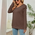 thumbnail image 4 of gakvbuo Fall Women Casual Solid Long Sleeve Ruffles Hoodie V-Neck T-Shirt Blouse, 4 of 6