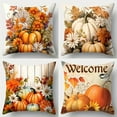 thumbnail image 1 of Fundas de almohada para Acción de Gracias 17,7x17,7 pulgadas - Fundas decorativas de calabaza otoñal, tela de algodón suave con cremallera oculta para sofá y decoración del hogar, 1 of 7