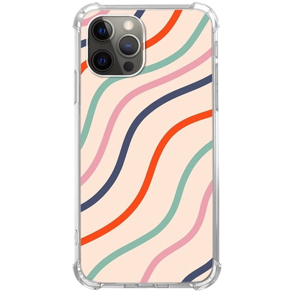 Wavy Lines Case Compatible with iPhone 12 and iPhone 12 Pro,Unique Trendy Design TPU Bumper Cover Case