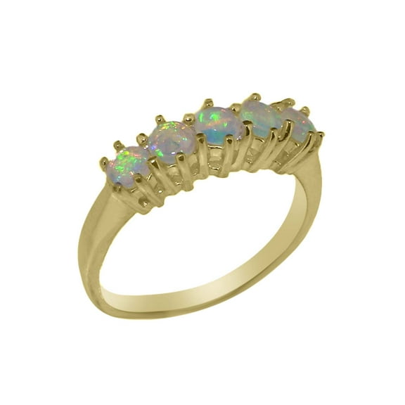 LBG British Made 10k Yellow Gold Natural Opal Ladies Eternity Ring - 33 size options - Size 10