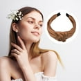thumbnail image 6 of Unique Bargains 1 Pcs Hairband for Women Faux Leather Knotted Headband Khaki 1.57 Inch Wide, 6 of 7