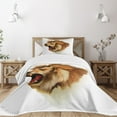 thumbnail image 3 of Ambesonne King Quilted Bedspread Set 2 Pcs, Roaring Fierce Lion Head, Twin Size, Pale Brown, 3 of 6