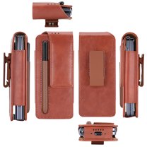 Allytech Galaxy Z Fold5 Case, Business Type Cover with 360 Rotating Belt Clip S Pen Holder Shockproof PU Leather Anti-Scratch Phone Case for Samsung Galaxy Z Fold5 - Brown