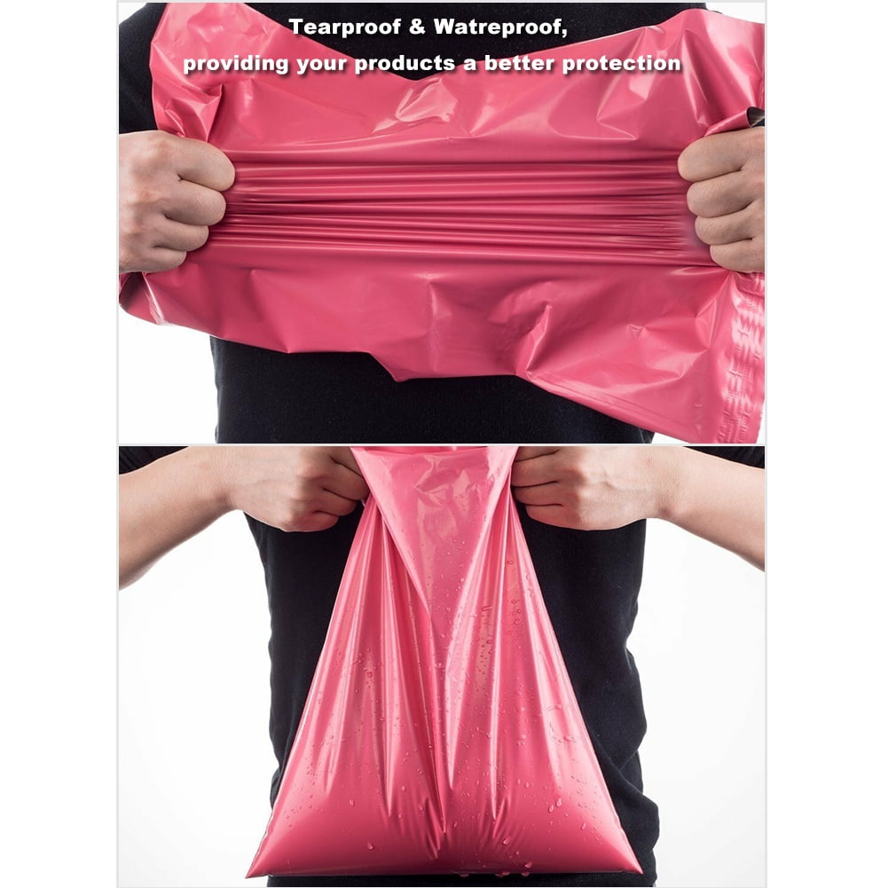 SJPACK 100 Pcs 10 x 13 Hot Pink Poly Mailer Envelopes Shipping Bags with Self Adhesive, Waterproof and Tear-Proof Postal Bags