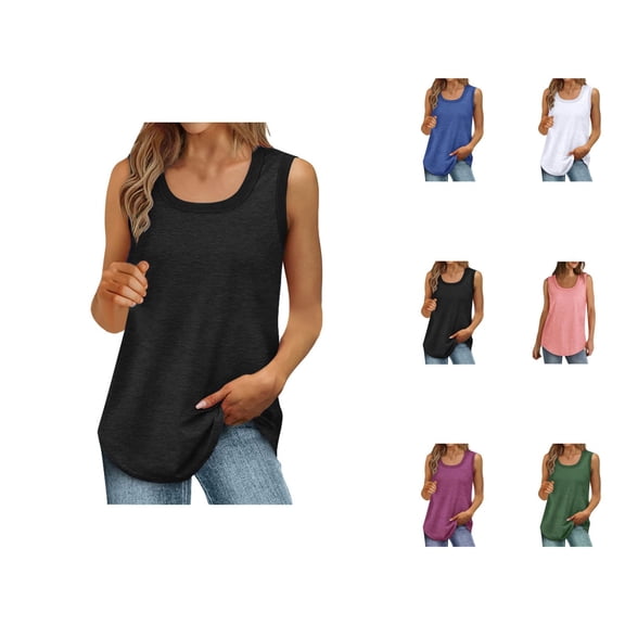 Tank Tops for Women Lightweight Loose Fit Square Neck Casual Plain Flowy Sleeveless Shirt Summer Outfits