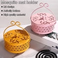 thumbnail image 2 of KMSS Iron Repellent Incense Coil Holder with Lid Handle Heavy Duty Metal Hollow Incense Burner Portable Desktop Ash Catcher Box Christmas Gift, 2 of 8