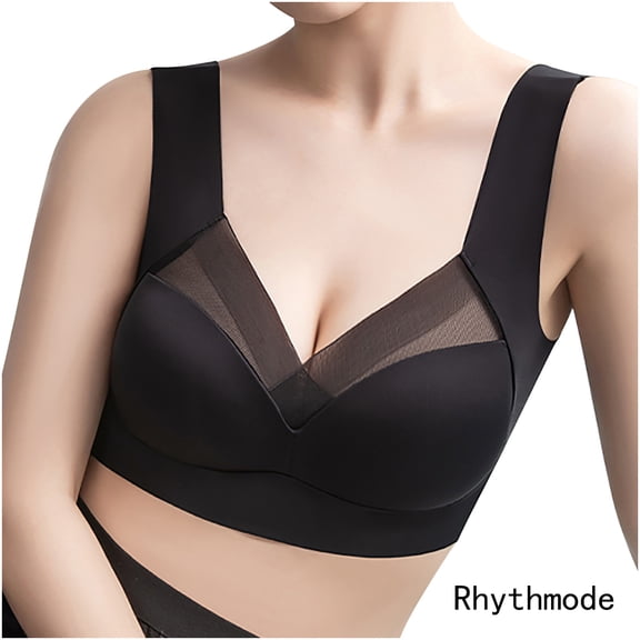 Rhythmode Women's Plus Size Mesh Gathered Sports Bra Hollow Out Wire-Free Yoga Bra Workouts Underwear with Removable Cups