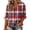 Red#9, variant on ZCNKMX Shirts for Women Crew Neck Plaid Grid Print 3/4 Sleeve Blouse, Tie Front Ruffle Hem Loose Relaxed Breathable Farmhouse Casual Outfits for Spring Summer Daily Country Style Tops Red XL