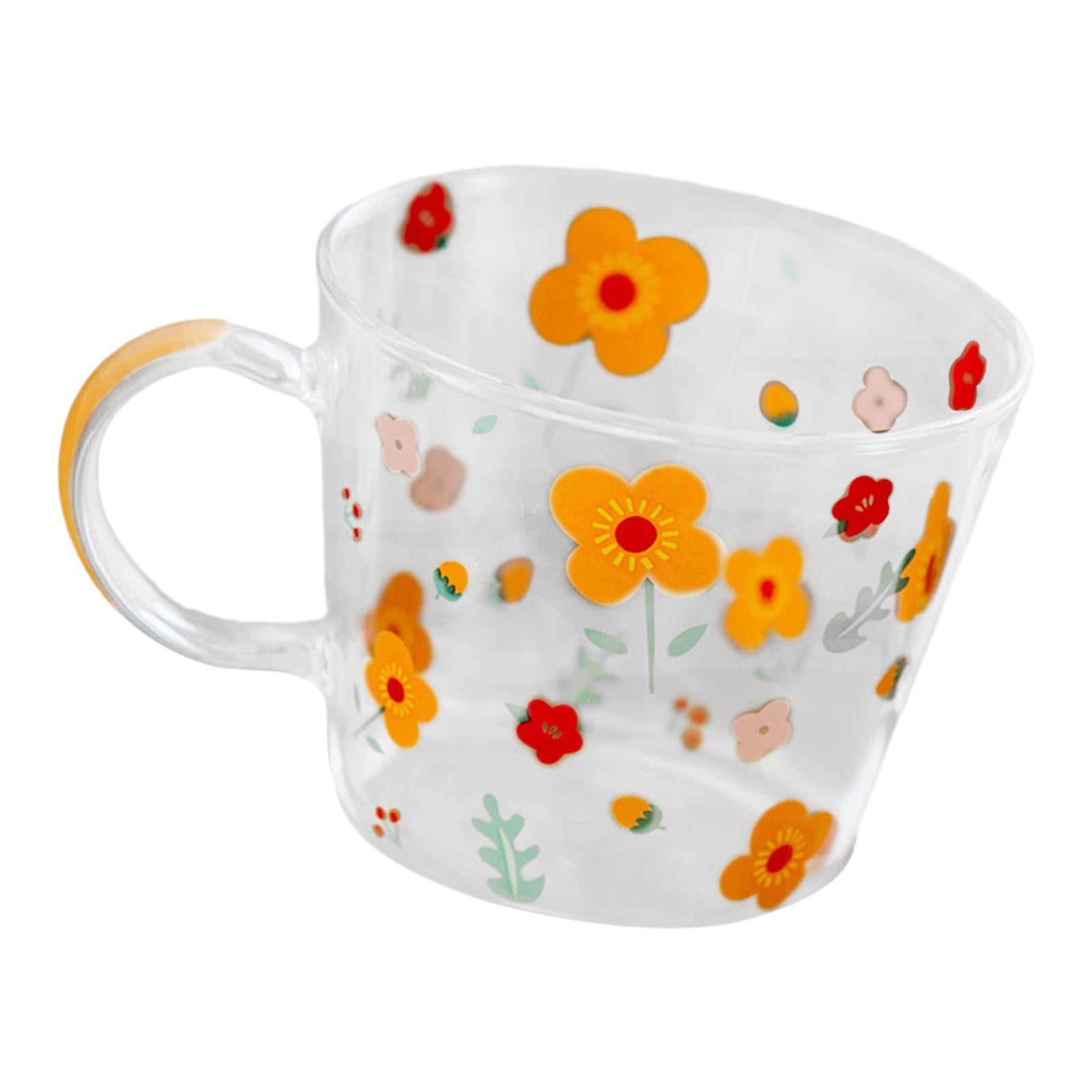 Glass Coffee Cup Tea Mug Espresso Cups 450ml with Handle Glass Water Cup Beverage Mugs for Oatmeal Milk Breakfast Beverage Birthday Gifts