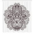 thumbnail image 3 of Hamsa Shower Curtain, Hand Drawn Ethnic Motifs from Middle Eastern Folklore Sketch Style Swirls, Fabric Bathroom Set with Hooks, 69W X 75L Inches Long, Dark Brown and White, by Ambesonne, 3 of 3