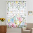 thumbnail image 2 of Easter Eggs Sheer Curtains 54 Inches Long, Spring Daisy Eucalyptus Leaves Gray Plaid Light Filering Curtains, Breathable Simi Curtain Privacy Drapes for Kitchen Bathroom Small Window Treatment, 2 of 9