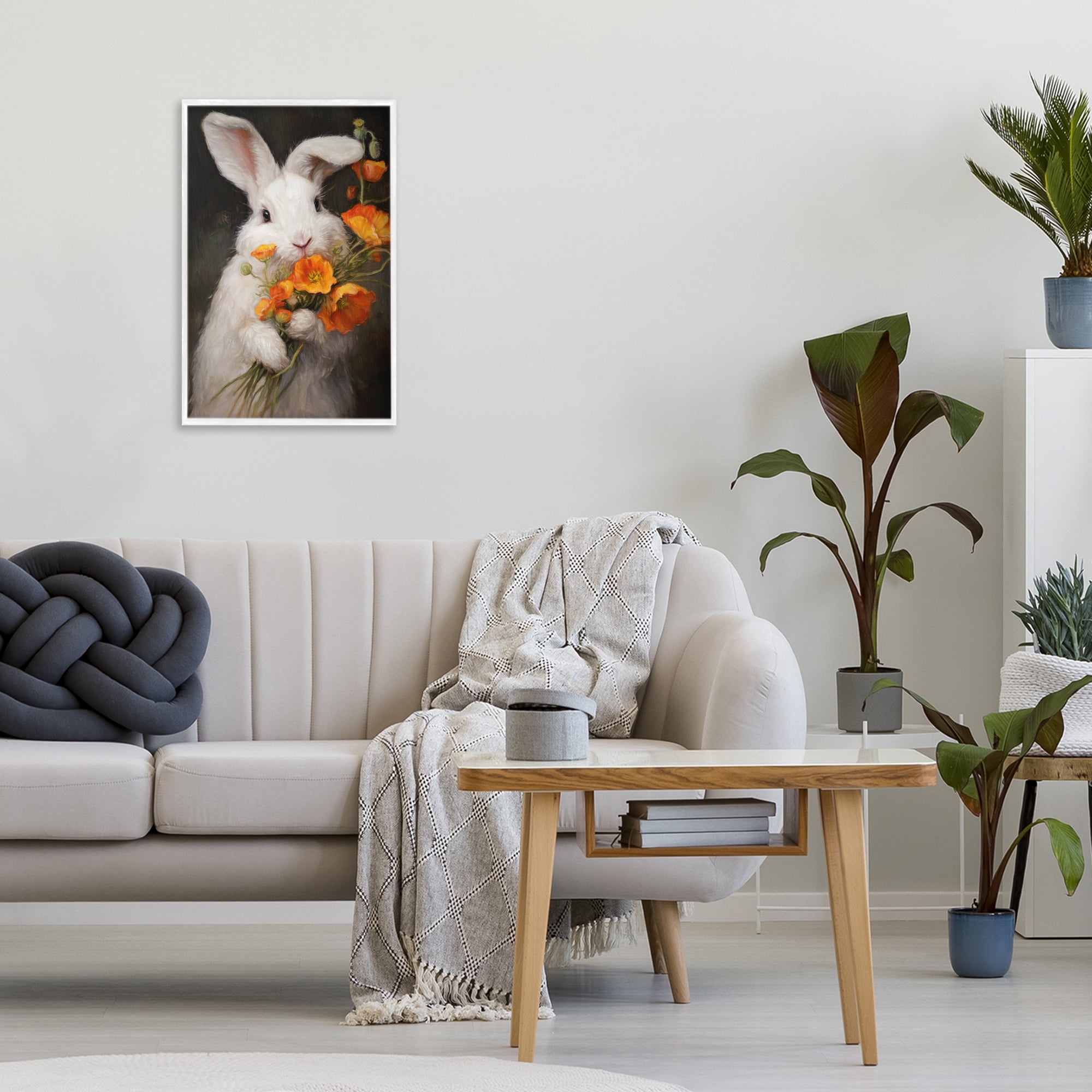 Stupell Industries Floppy Loves Her Poppies White Framed Giclee Art, design by Tina LeCour