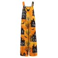 thumbnail image 4 of EANJE Halloween Overalls for Women, Sleeveless Spaghetti Strap Jumpsuit with Pockets, Print Wide Leg Baggy Romper, Adjustable Straps Fall Holiday Party Outfit Orange S, 4 of 6