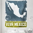 thumbnail image 1 of Grunge Tapestry, Vintage Via Mexico Lettering Retro Silhouette Style Map Travel Themed, Fabric Wall Hanging Decor for Bedroom Living Room Dorm, 5 Sizes, Slate Blue Fawn and White, by Ambesonne, 1 of 1
