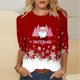 thumbnail image 4 of Camisetas de Navidad para Mujeres, 3/4 Manga Cuello Redondo Blusa con Estampado de Vacaciones, Top de Moda Casual, 4 of 5