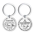 thumbnail image 1 of MasteelfCA 2pcs Stainless Steel Key Rings Graduation Birthday Gift Keychains Letter Printing Key Holder Round Pendant Craft Ornaments(1pc Son and 1pc Daughter), 1 of 7