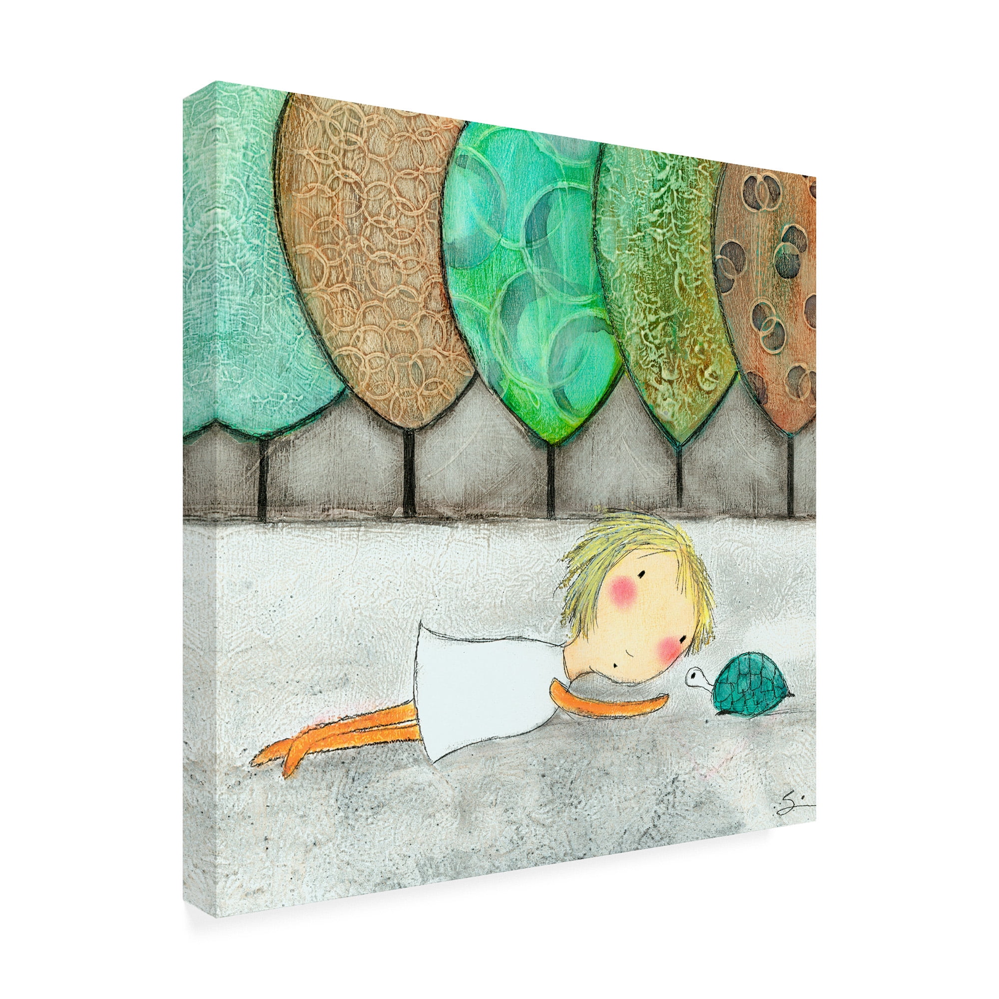 Trademark Fine Art 'Girl with Turtle' Canvas Art by Carla Sonheim