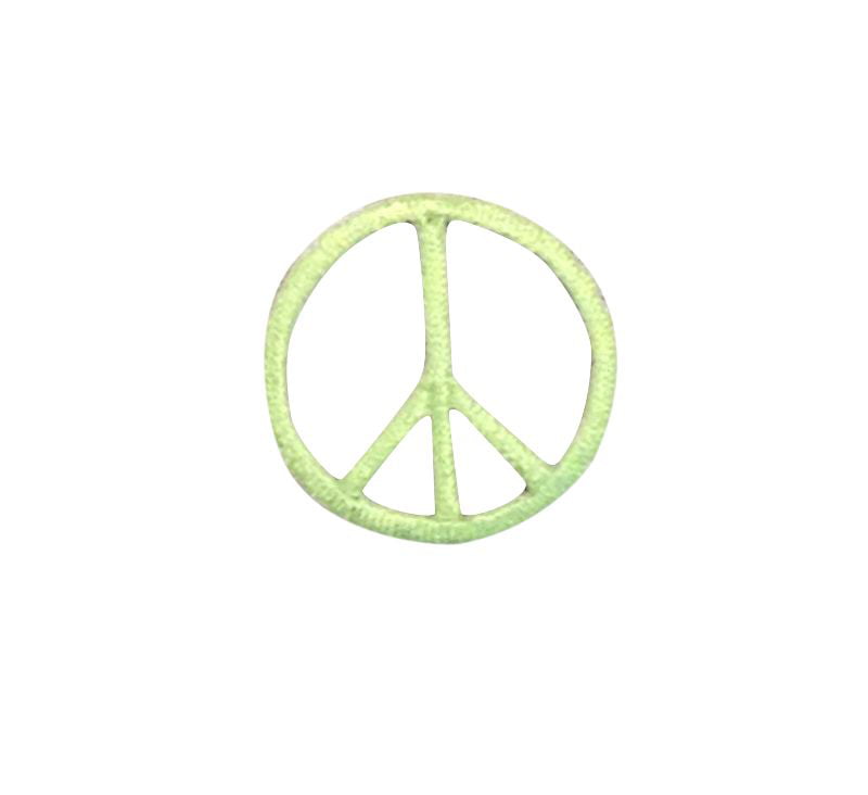 3-Pack, Iron on Lime Green 1" Mini Peace Sign Patch Applique
