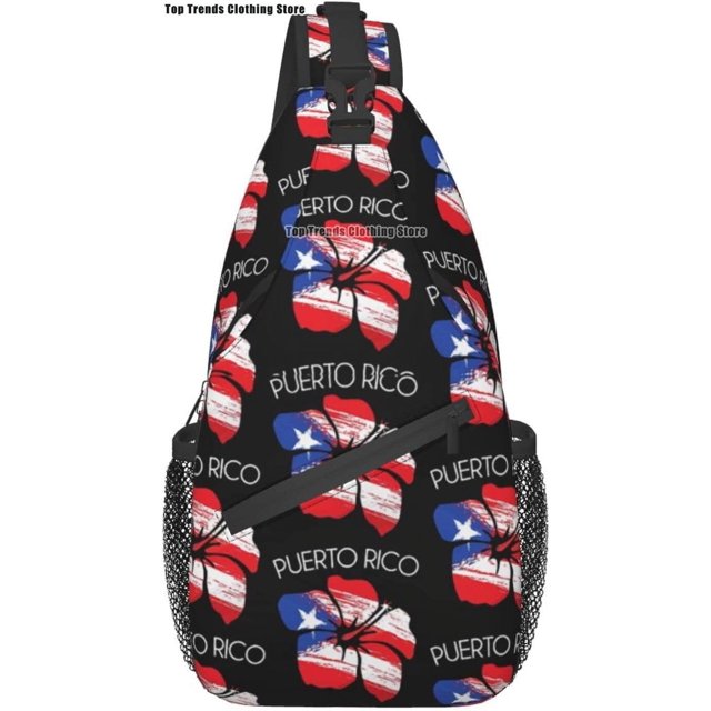Puerto Rico Rican Flag Sling bag/Crossbody Backpack/Puerto Rican Shoulder Bag for Travel Hiking Cycling Camping Work