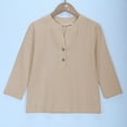 thumbnail image 5 of FFENYAN Oversized V Neck Long Sleeve Button Cotton Linen Shirt for Big Girls - Cotton Linen Summer Solid Color Shirt 3-11Y - Perfect for Casual Wear Summer Outings, 5 of 9