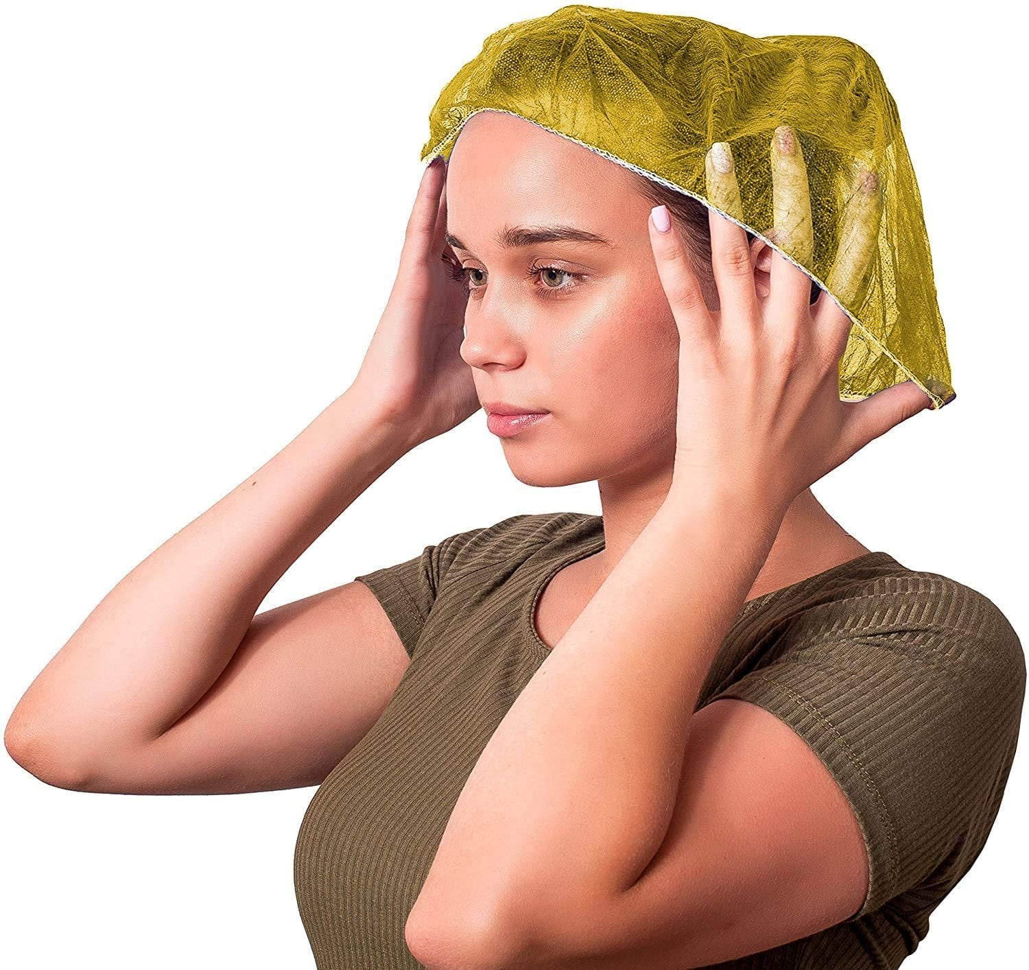 AMZ Supply Disposable Caps 21" Yellow Polypropylene Hair Caps