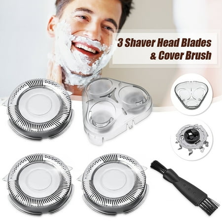 3Pcs Shaver Razor Head Blades + Cover + Brush For Philips Norelco SH50 Series 5000