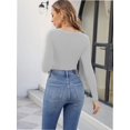 thumbnail image 4 of Women's Long Sleeve Scoop Neck Shirts Casual Slim Fit Tops Summer Fall Basic Business Work Tee, 4 of 4